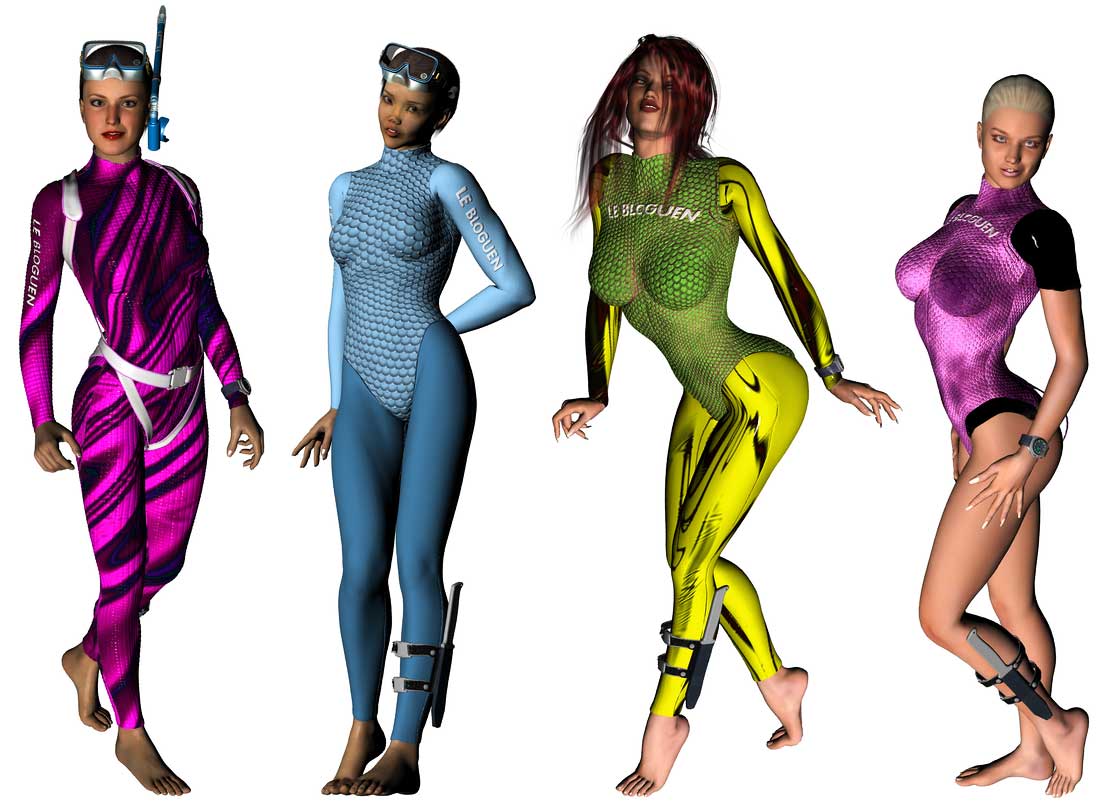 Daz Studio : Nouvelles combinaisons de plongee - 3D - volume, rotation, stéréo