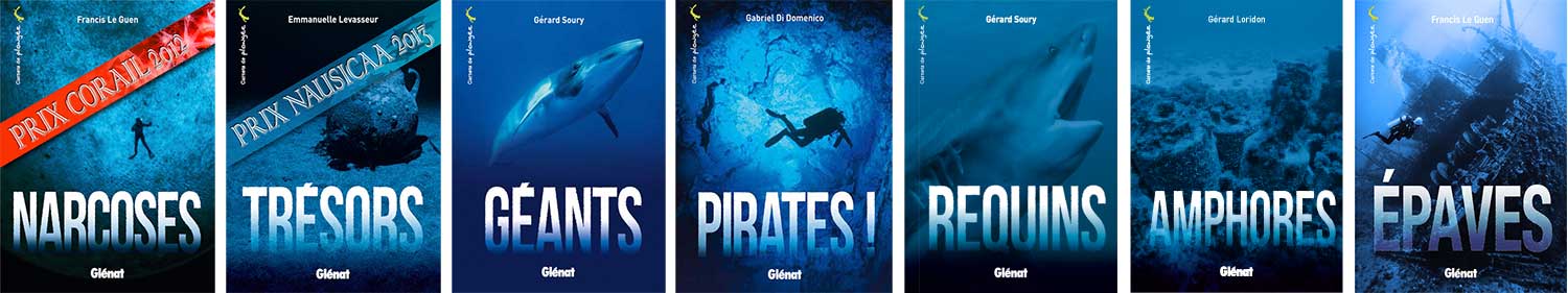 Collection Carnets de Plongée chez Glénat frise-titres