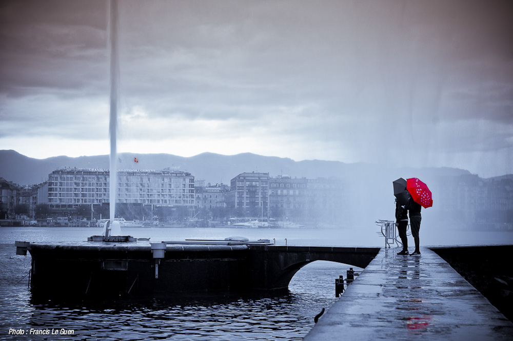 Sortez les parapluies ! Genève-Suisse. Le jet d'eau