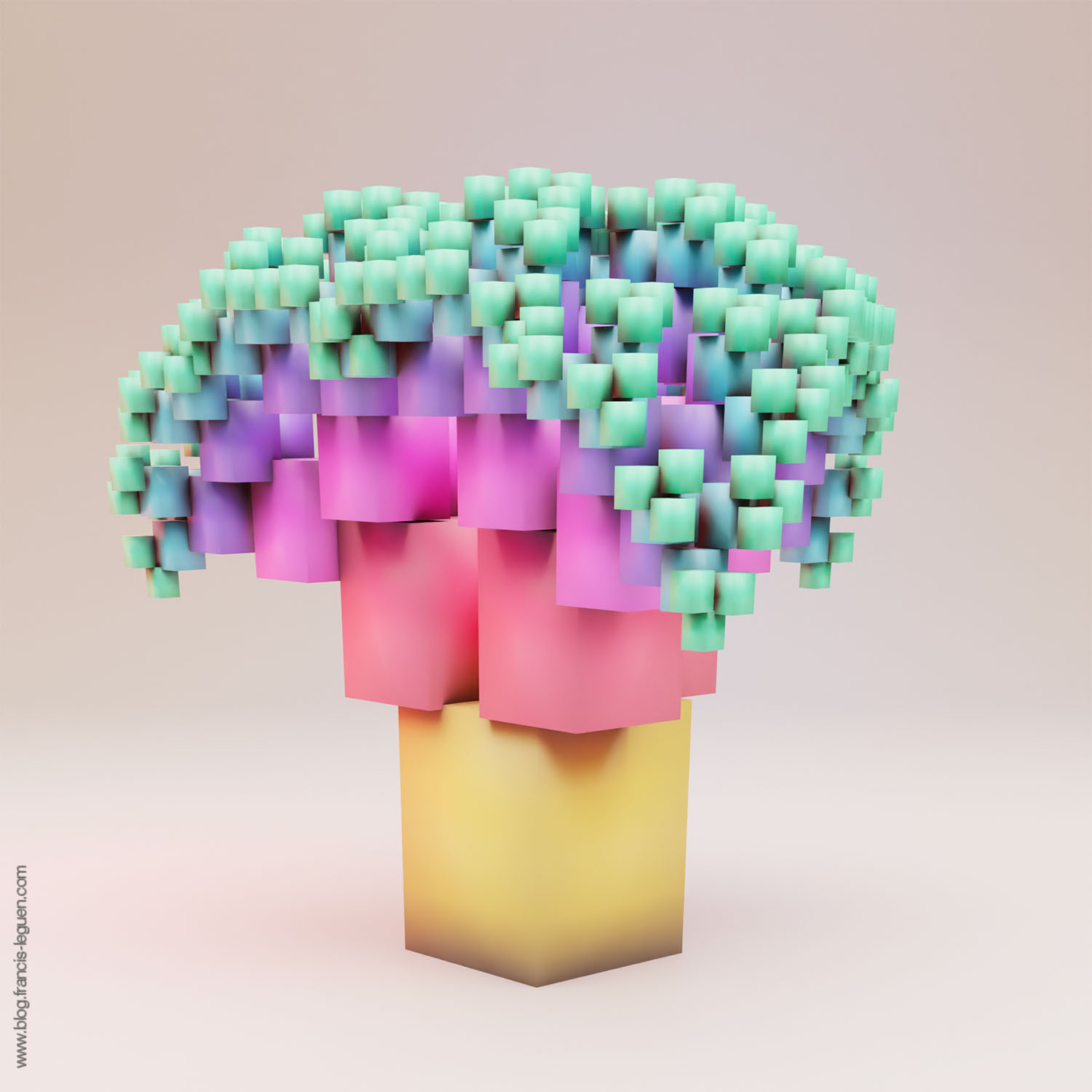 Fractales : des arbres de Pythagore avec Blender - 3D - profondeur, perspective, lumière