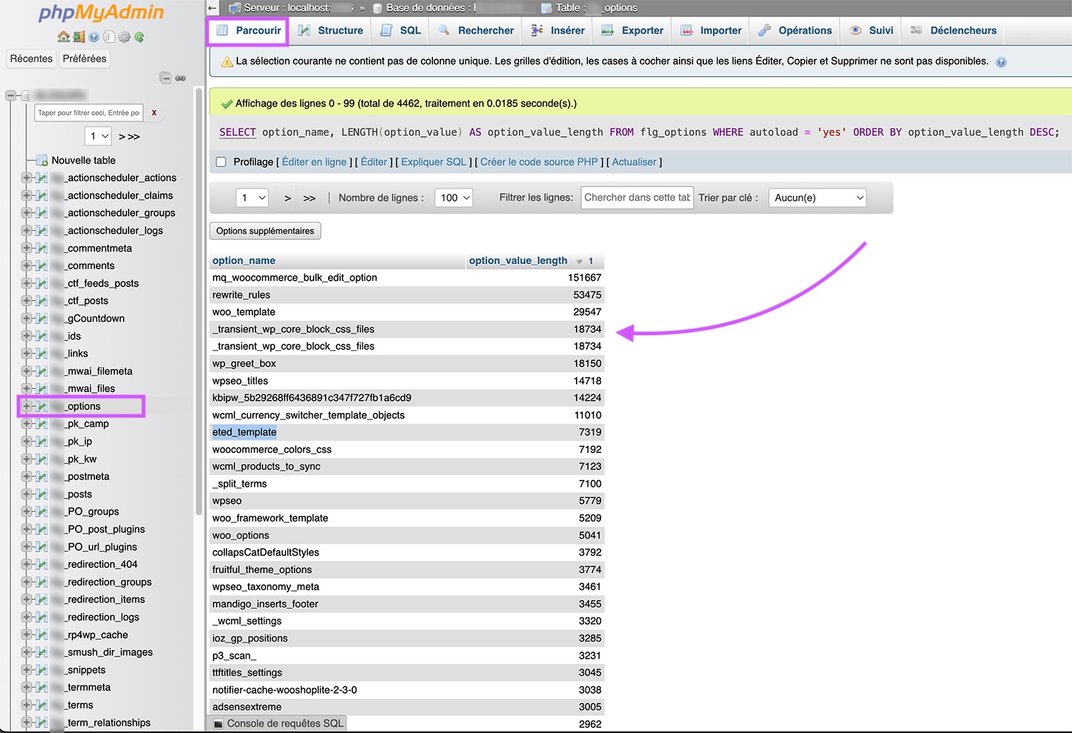 Désinstaller proprement les plugins WordPress. L'interface MySQL