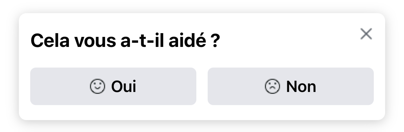 Ecran Facebook : Cela vous a-t-il aidé ? Oui ? Non ?