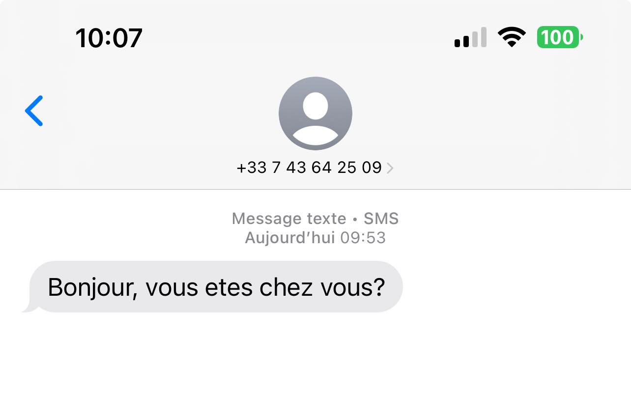 Choses vues. Phishing par SMS