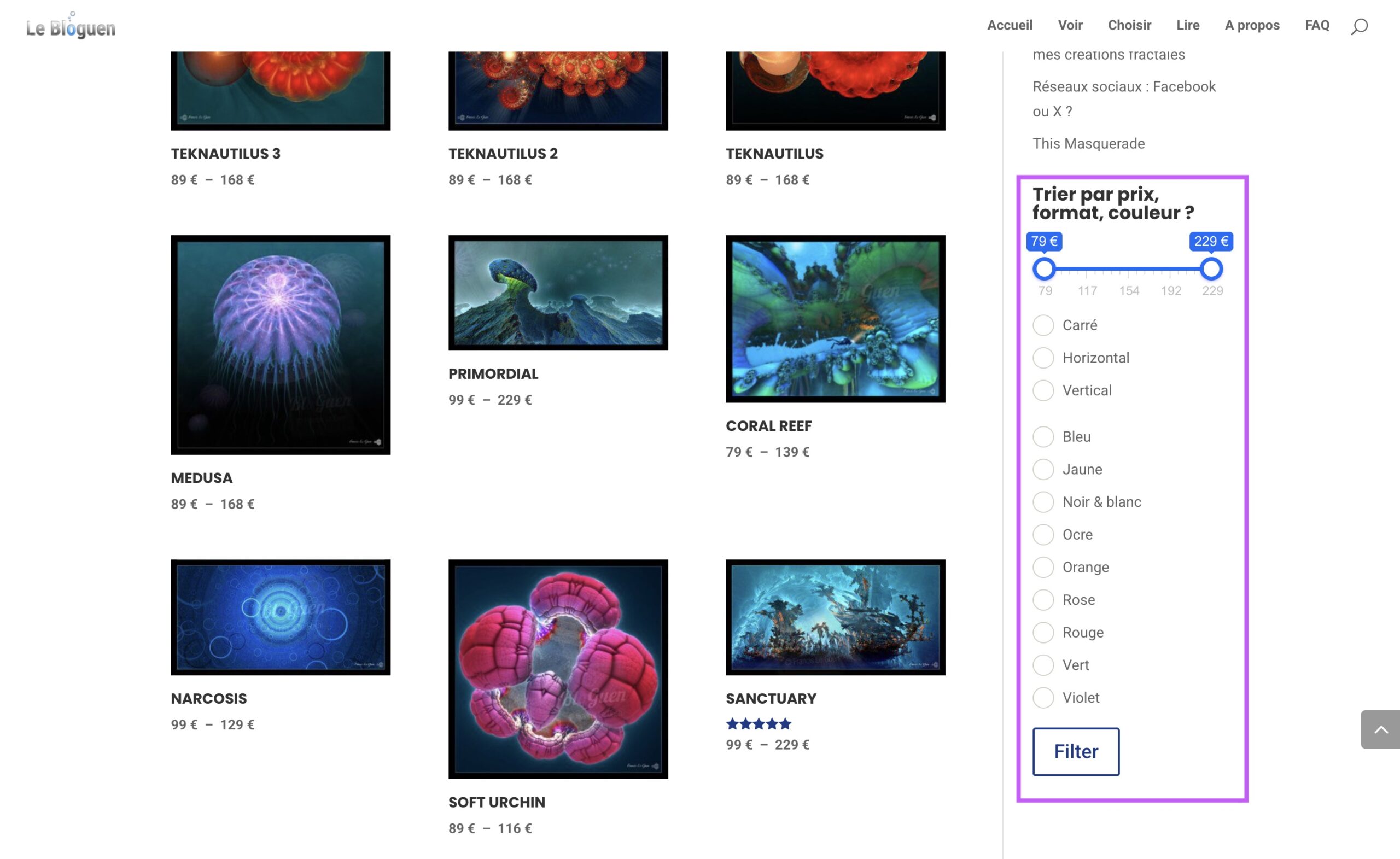 Le BloGuen. WordPress Woocommerce, filtrage de produits